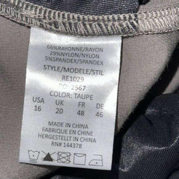 Rekucci Womens Taupe Straight-Leg Stretch Pants Size 16 Rayon/Nylon Blend - Picture 3 of 10